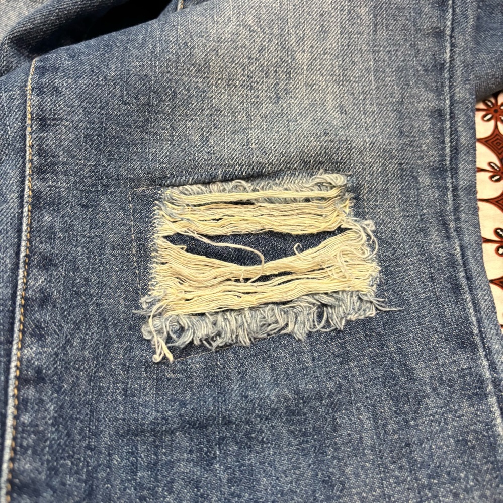Blue Distressed patchwork High Rise Jeans - Picture 7 of 11